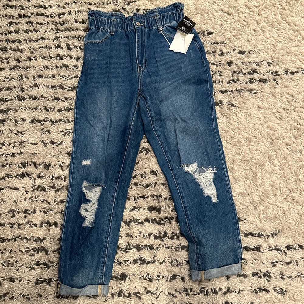 KanCan Super High Rise Elastic Waist Mom Jeans Sz L